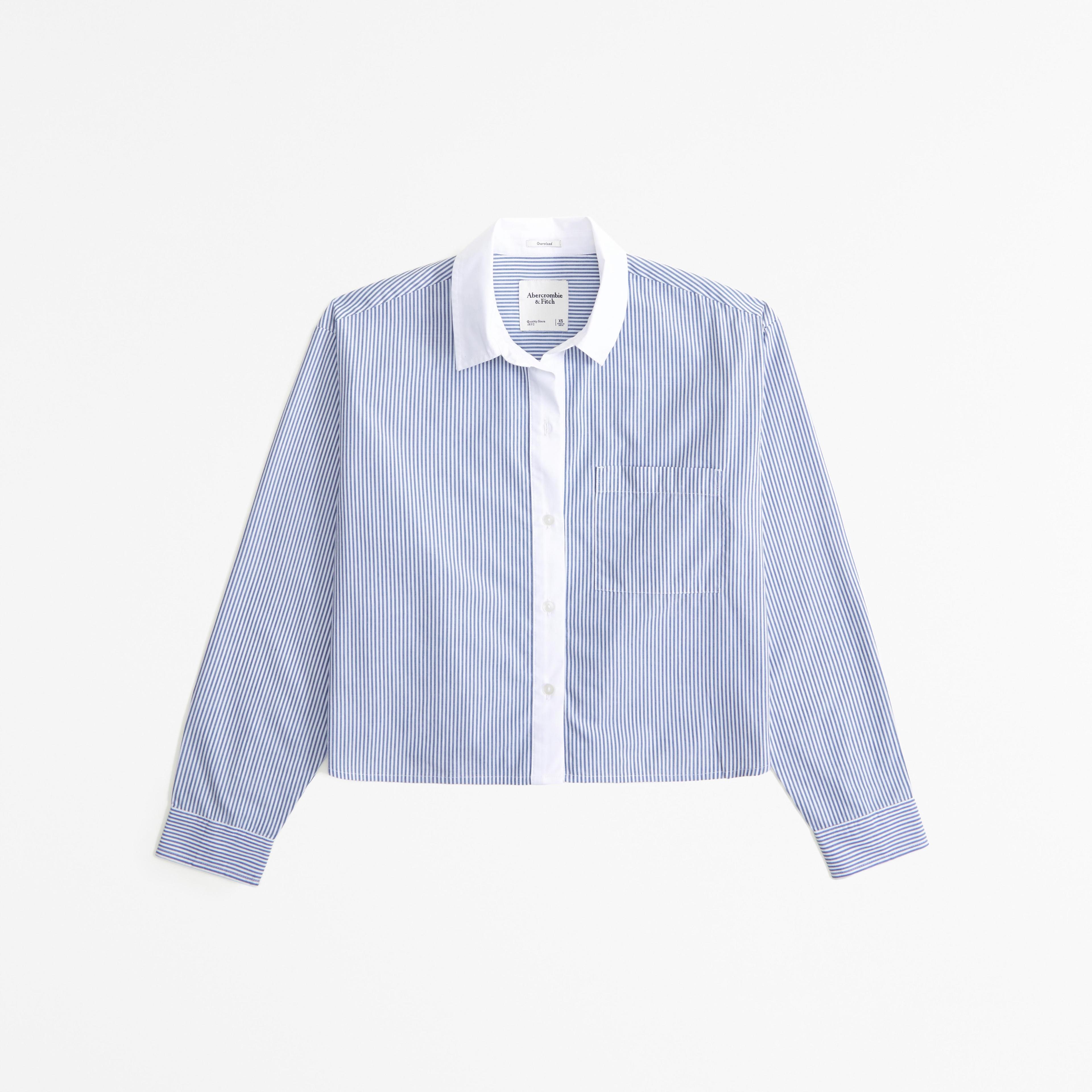 Oversized Cropped Poplin Shirt Product Image