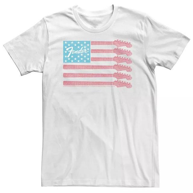 Big & Tall Fender Guitar American Flag Tee, Mens White Product Image