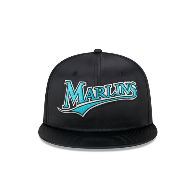 Miami Marlins Satin Script 9FIFTY Snapback Hat Male Product Image