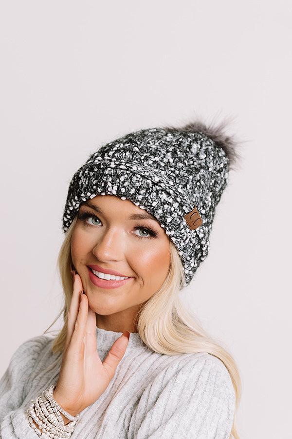 Full Of Warmth Popcorn Knit Beanie in Charcoal Product Image