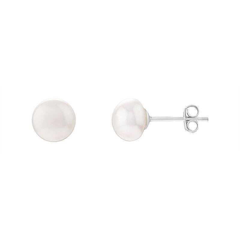 PRIMROSE White Cultured Freshwater Pearl Stud Earrings, Womens Sterling Silver Product Image