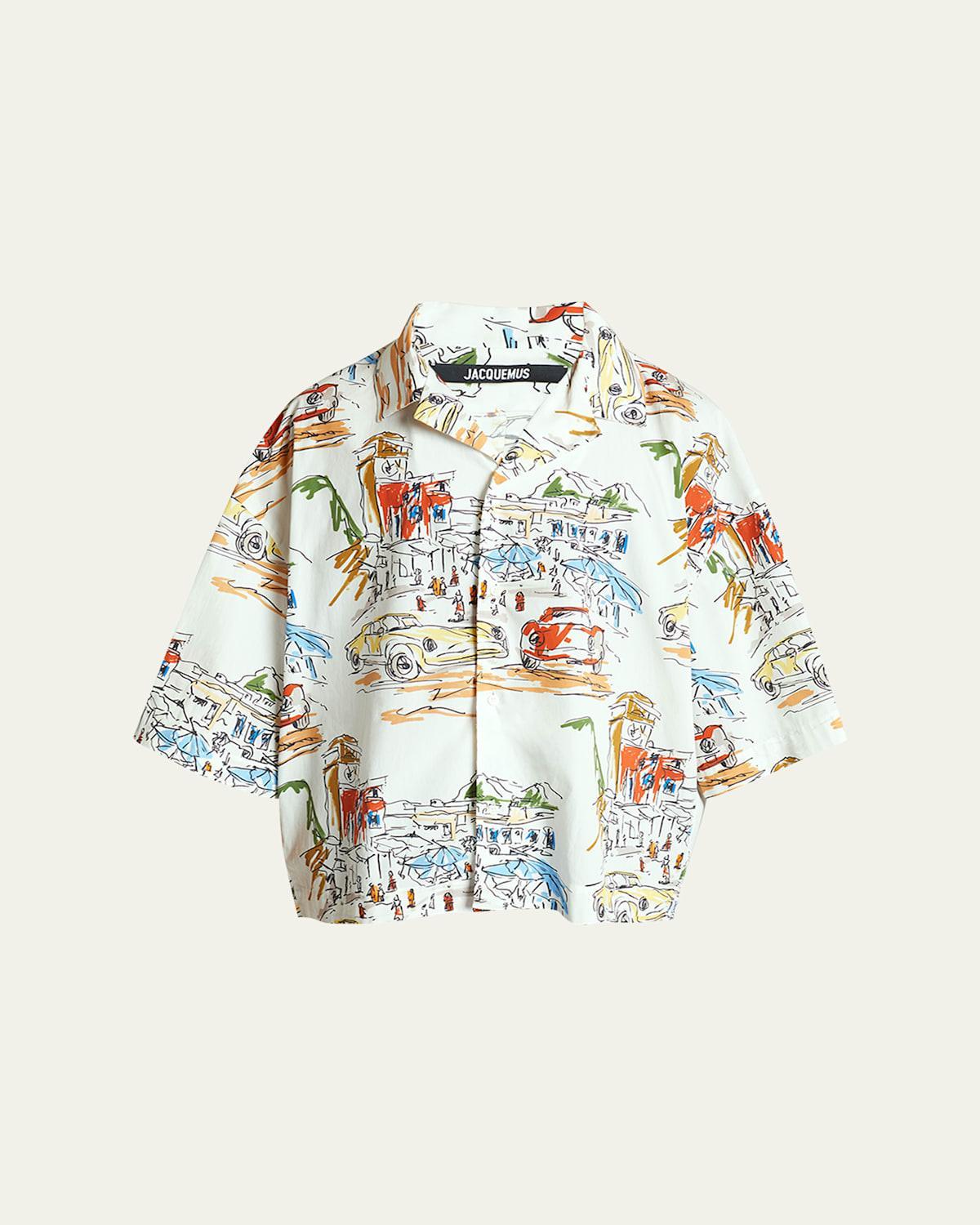 Mens Car-Print Camp Shirt product image