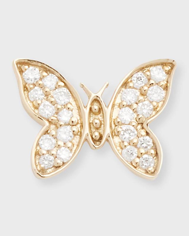 14k Diamond Tiny Butterfly Stud Earring, Single Product Image