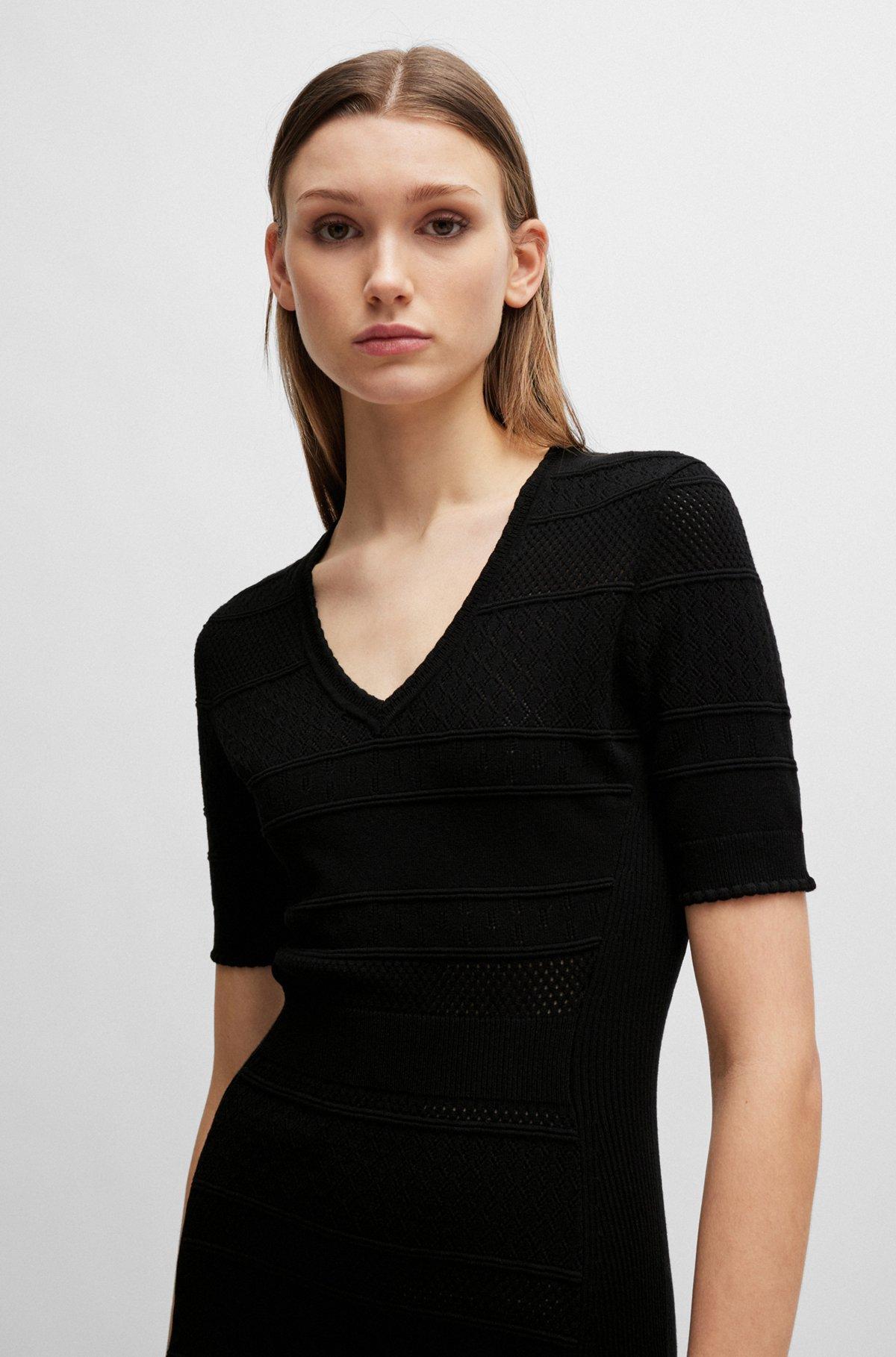 Knitted dress with mixed structures Product Image