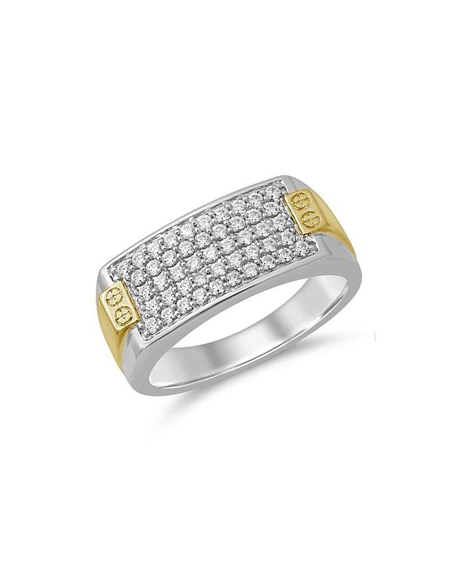 Bloomingdales Fine Collection Mens Diamond Two Tone Square Cluster Ring in 14K Yellow Gold & White Gold, 0.75 ct. t. w. - Exclusive Product Image