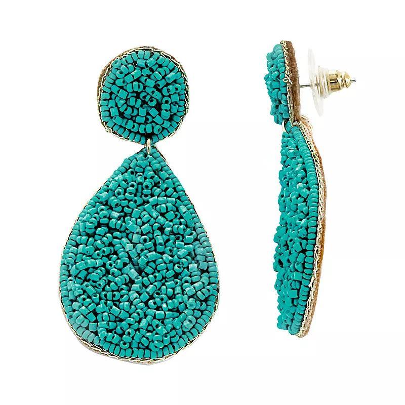 PANNEE BY PANACEA Seed Bead Teardrop Post Earrings, Womens, Turquoise Product Image