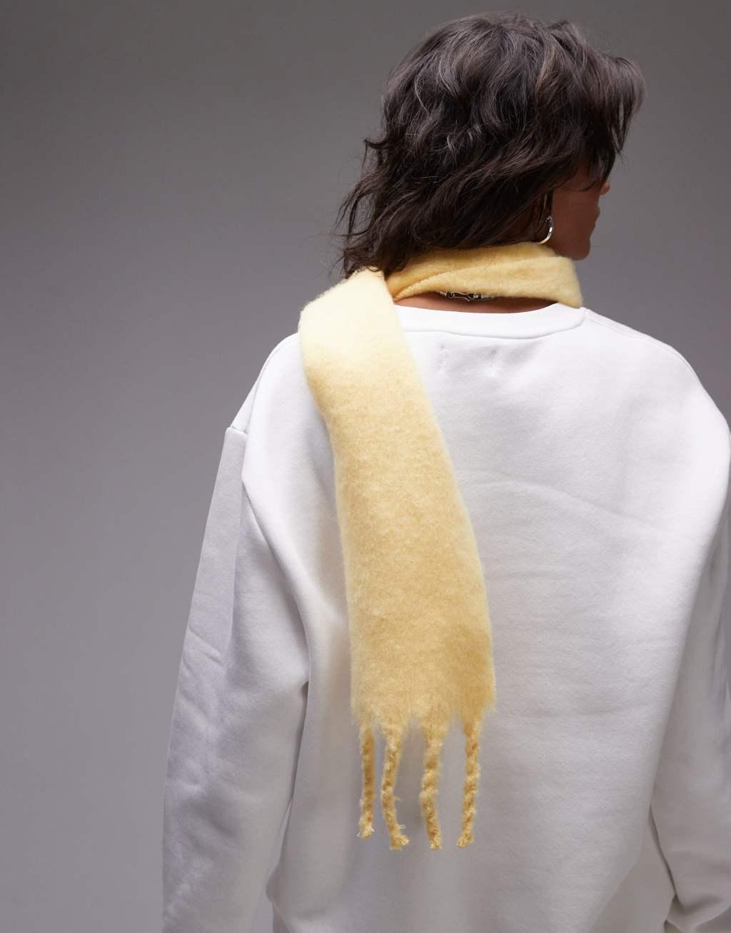 Topshop Seb skinny scarf in yellow Product Image