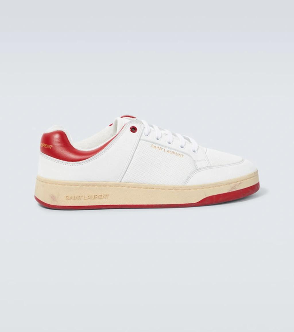 SAINT LAURENT Sl/61 Leather Low-top Sneakers In White Product Image