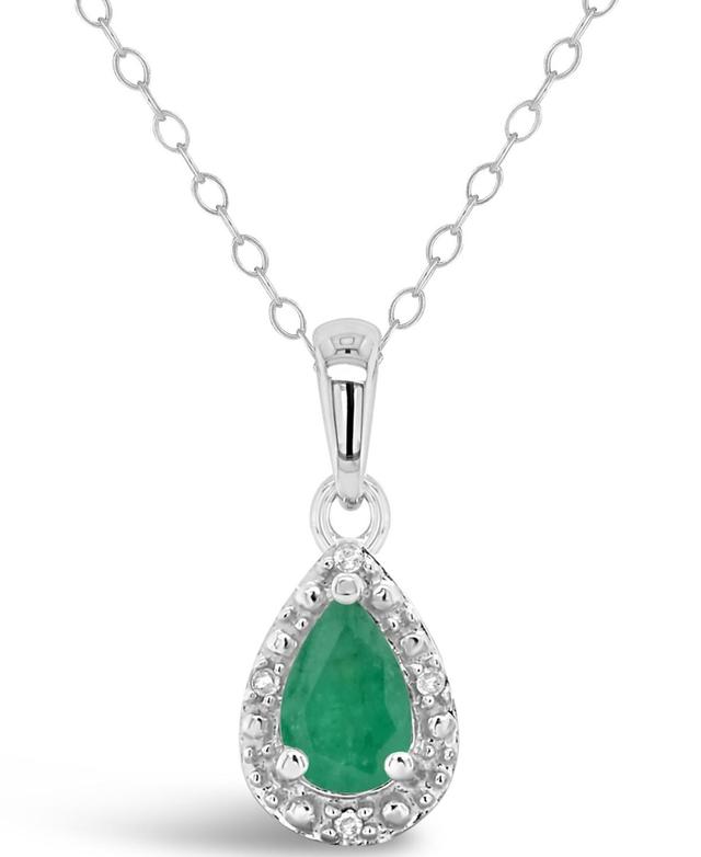 Emerald (3/8 ct. t.w.) and Diamond Accent Pendant Necklace in Sterling Silver Product Image