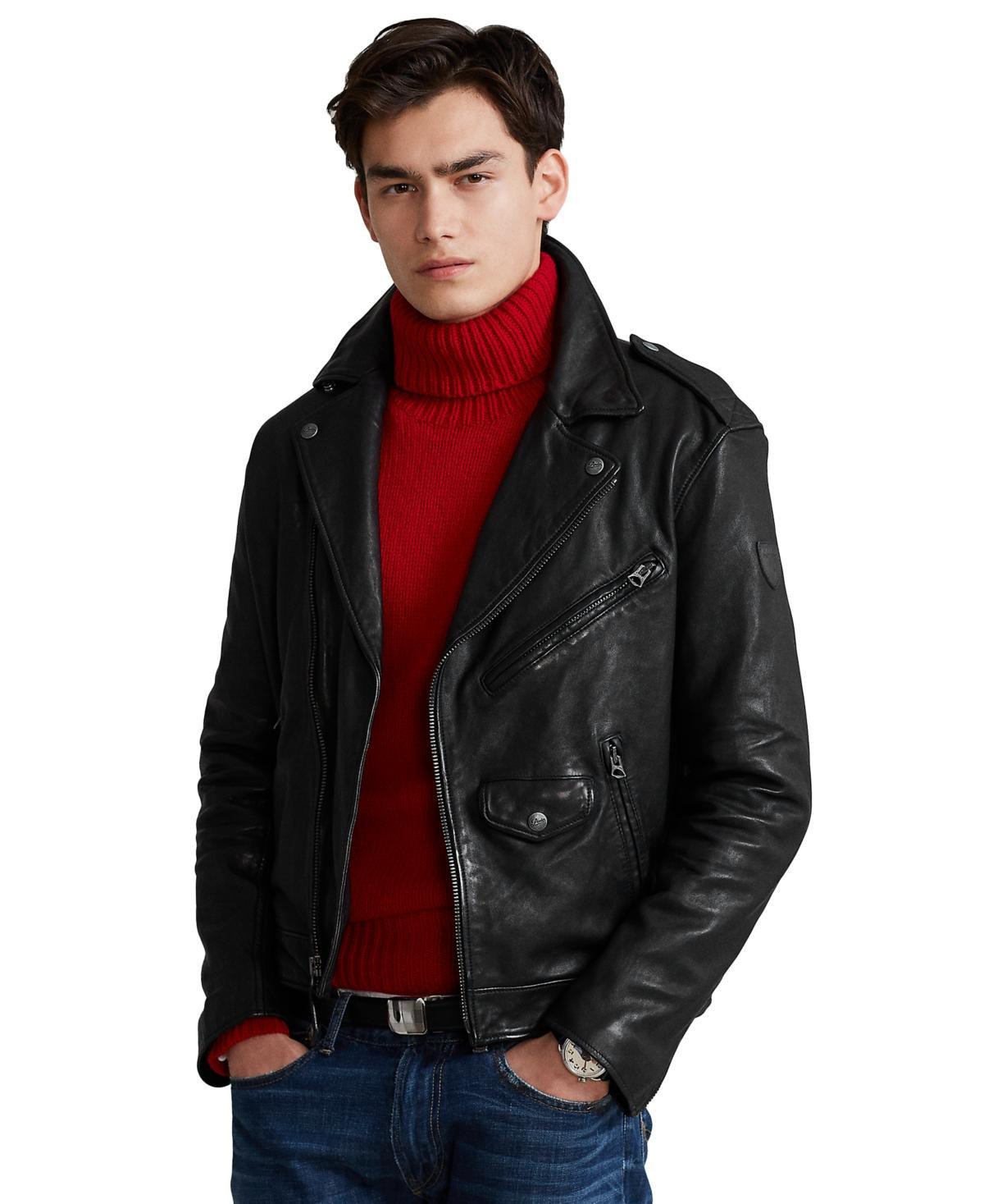 Polo Ralph Lauren Mens Iconic Leather Motorcycle Jacket Product Image