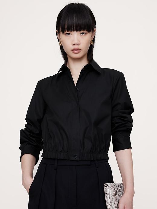 Poplin Cinched-Hem Cropped Shirt product image