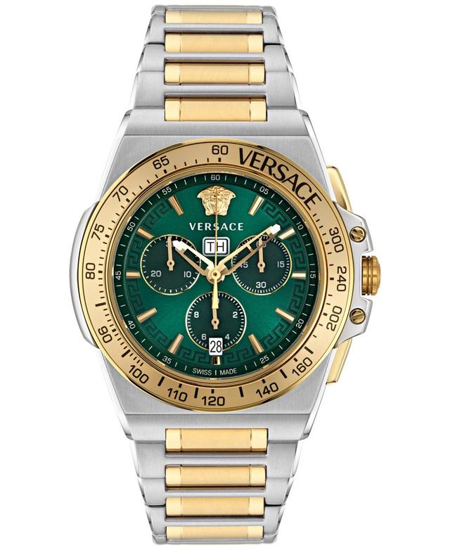 Versace Mens Swiss Chronograph Greca Extreme Two-Tone Stainless Steel Bracelet Watch 45mm Product Image