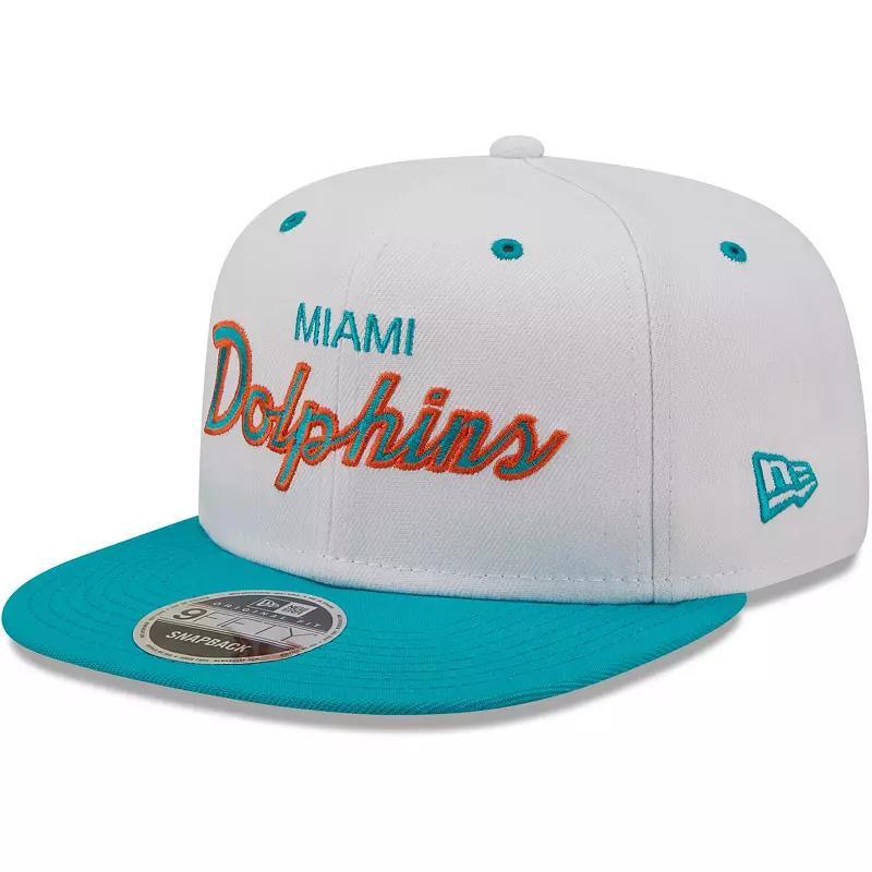 Mens New Era /Aqua Miami Dolphins Sparky Original 9FIFTY Snapback Hat Product Image