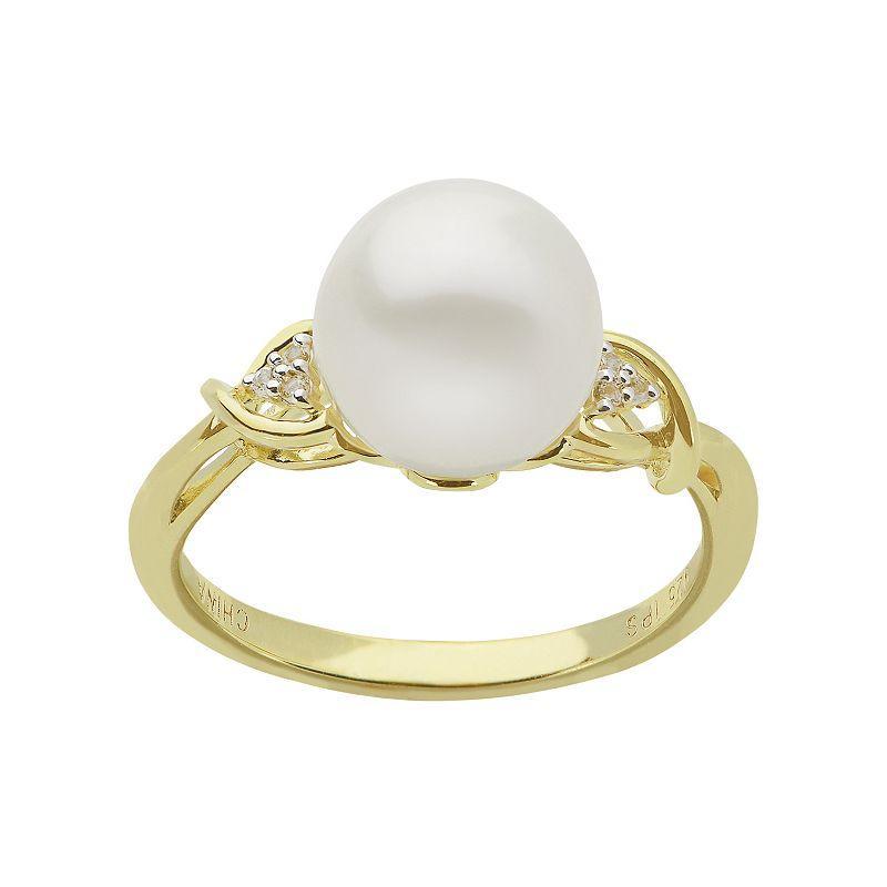 PearLustre by Imperial 14k Gold Over Silver Freshwater Cultured Pearl Ring, Womens White Product Image