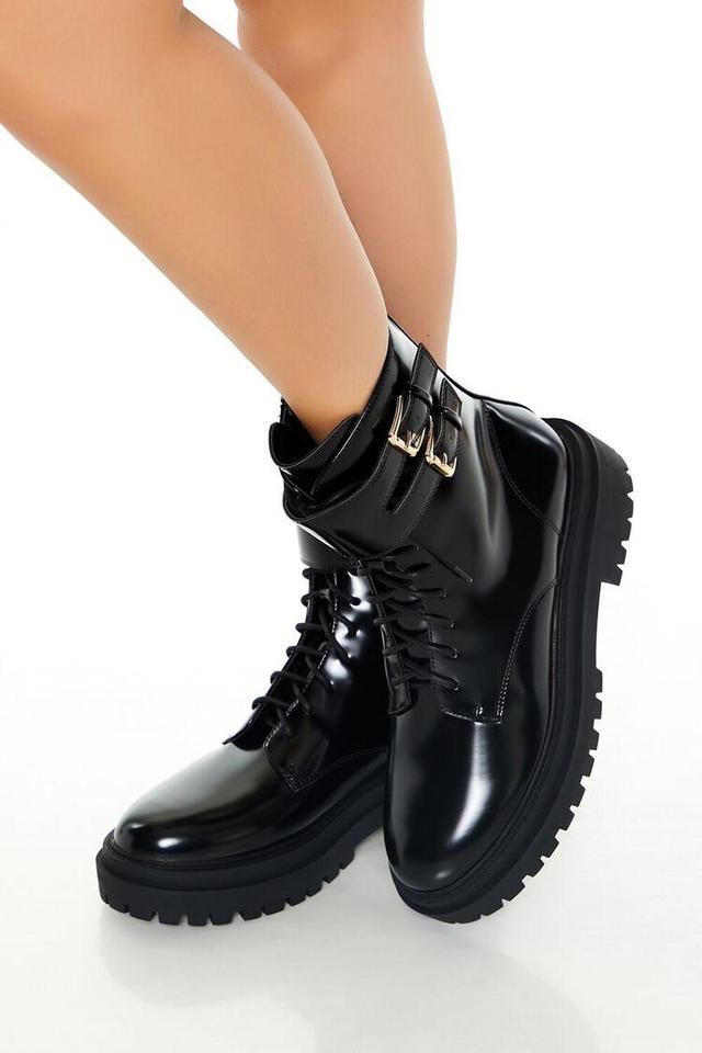 Buckled Lug-Sole Combat Booties | Forever 21 Product Image