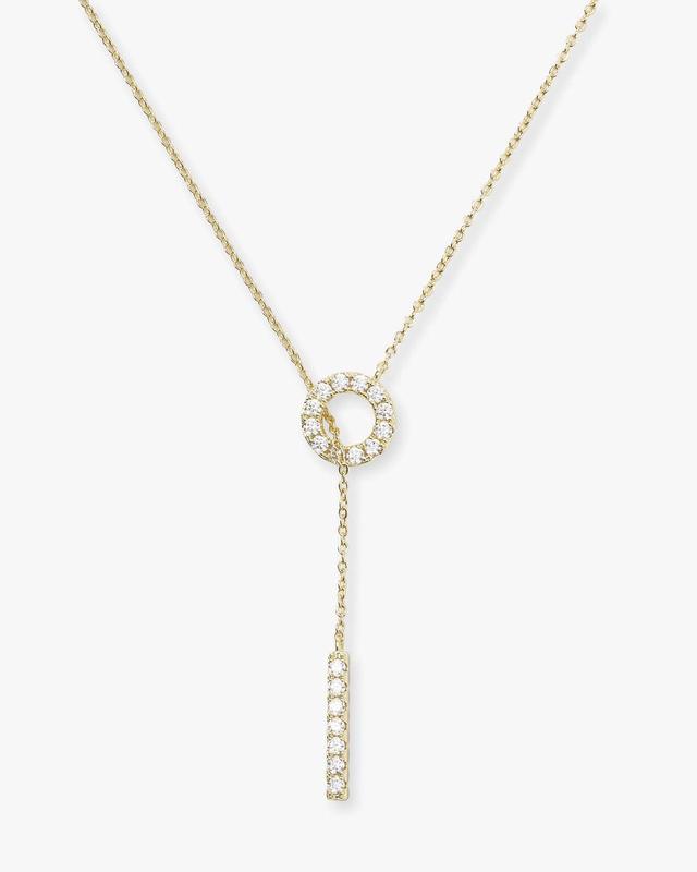 "Oh She Fancy" Lariat Necklace - Gold|White Diamondettes Product Image