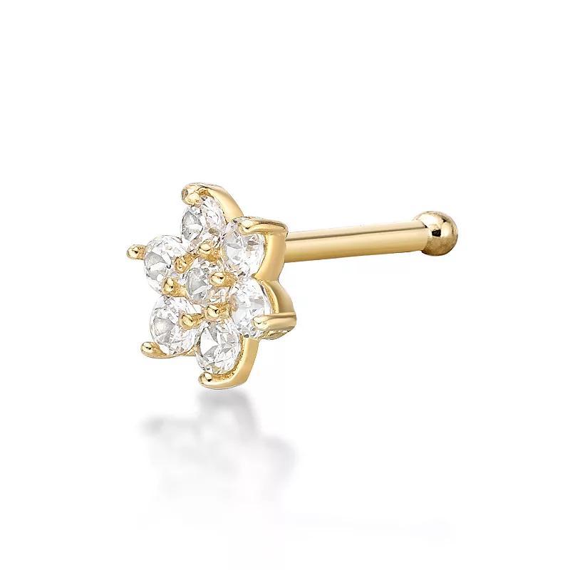 Lila Moon 14k Gold Lab-Created Diamond Accent Flower Nose Stud, Womens Product Image