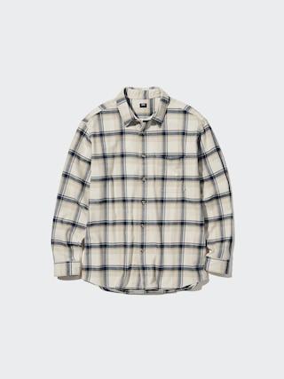 Mens Flannel Shirt Checked Natural XL UNIQLO US Product Image