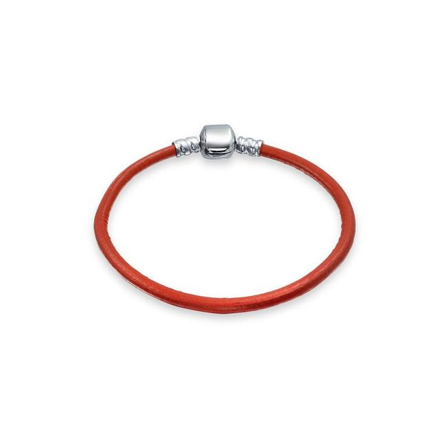 Bling Jewelry Starter Red Genuine Leather Bracelet For Women For Teen Fits European Beads Charm 925 Sterling Silver 6.5 Inch Product Image