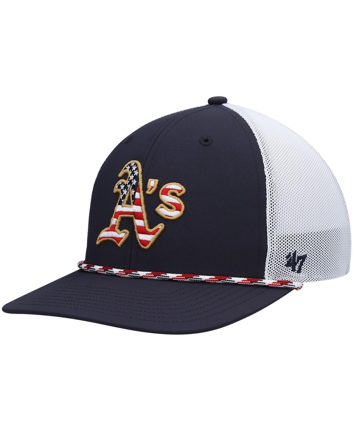 Mens 47 /White Oakland Athletics Flag Fill Trucker Snapback Hat, Blue Product Image