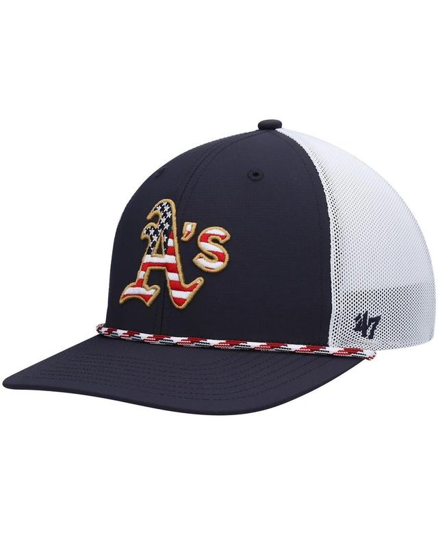 Mens 47 /White Oakland Athletics Flag Fill Trucker Snapback Hat, Blue Product Image