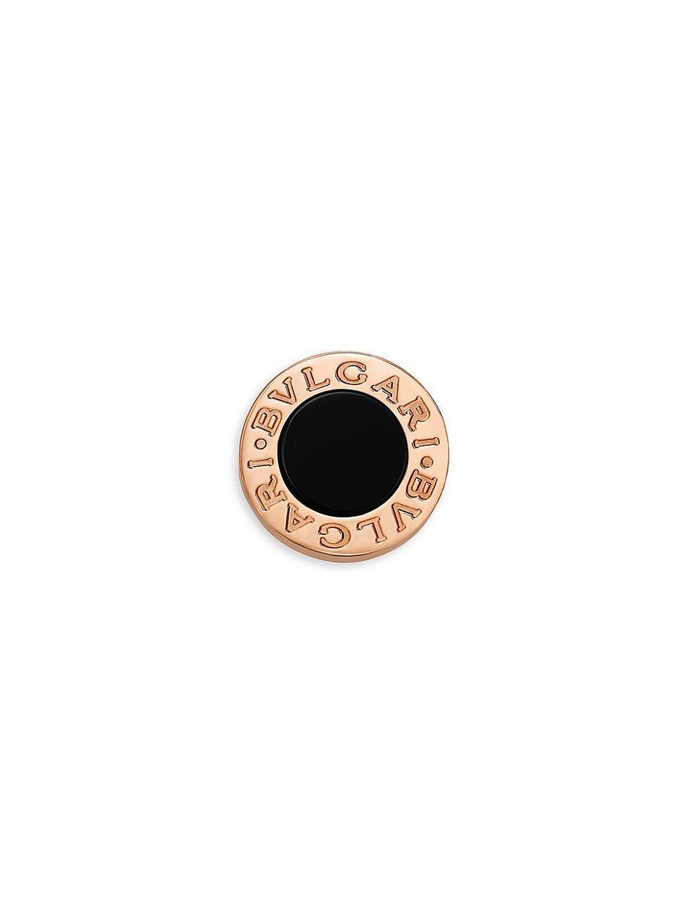 Womens Classic 18K Rose Gold & Onyx Single Round Stud Earring Product Image