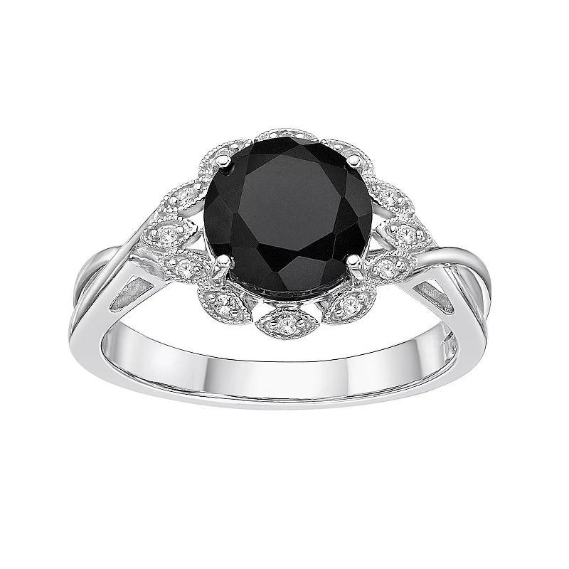 Gemminded Sterling Silver Onyx & White Topaz Ring, Womens Black Product Image