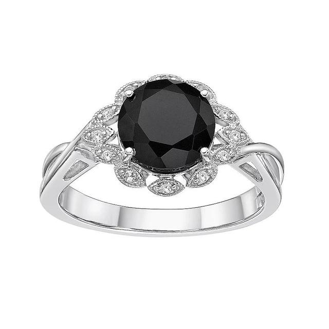 Gemminded Sterling Silver Onyx & White Topaz Ring, Womens Product Image