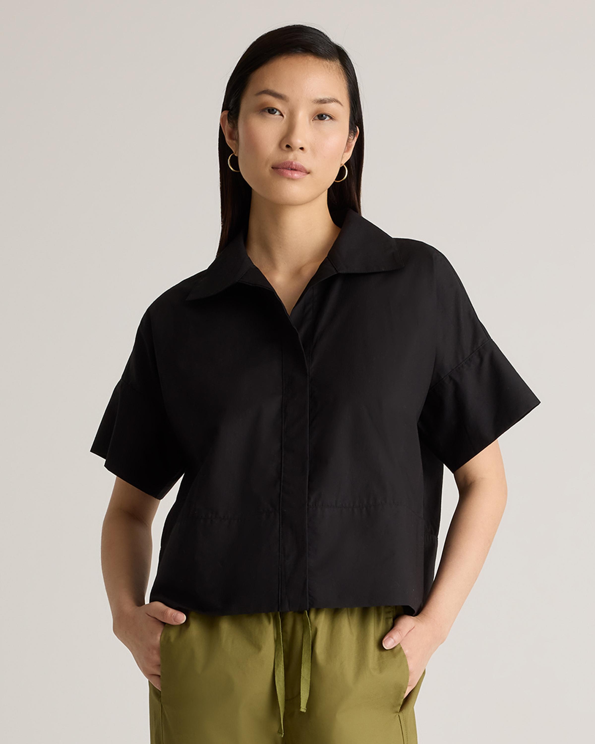 100% Organic Cotton Poplin Boxy Short Sleeve Shirt  Product Image