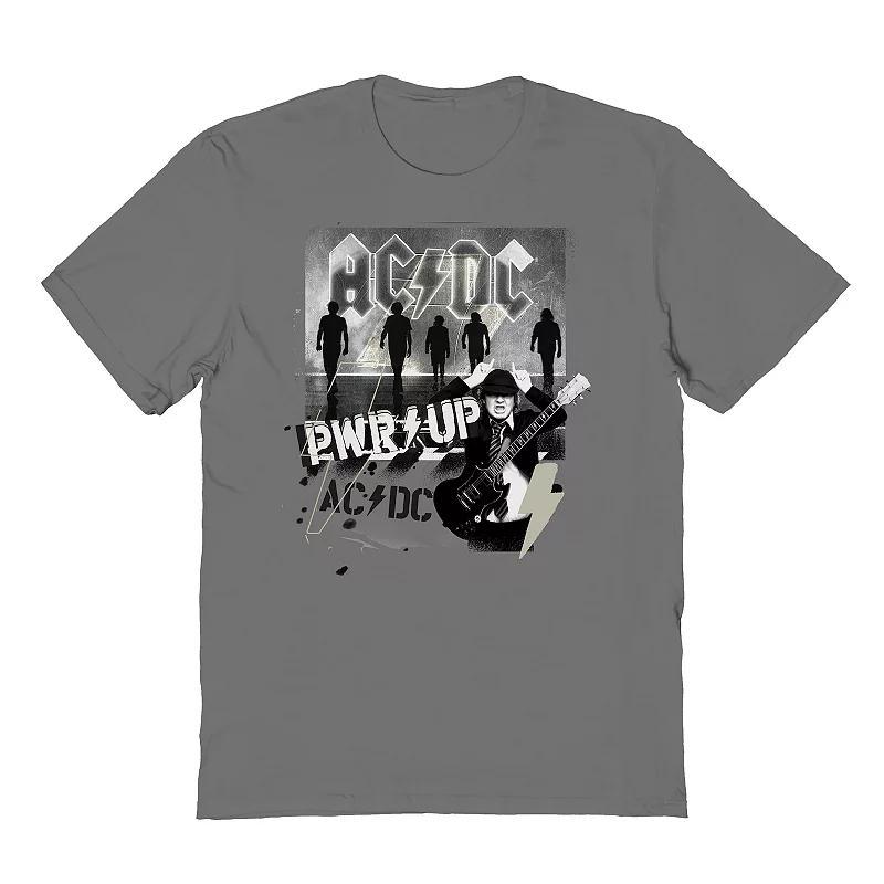 Mens ACDC PWR UP Graphic Tee Grey Product Image