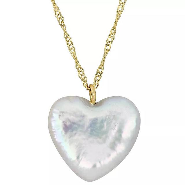 Stella Grace 14k Gold Freshwater Cultured Pearl Heart Pendant Necklace, Womens Product Image