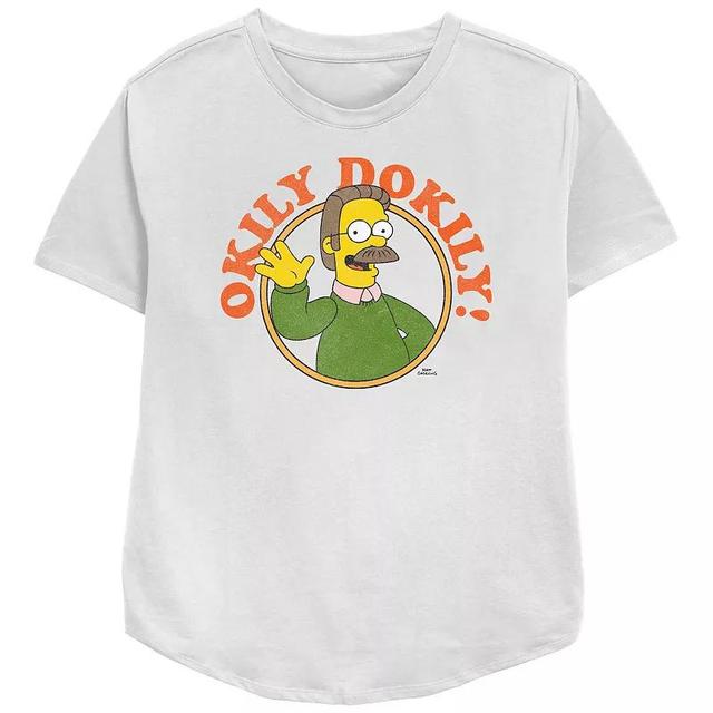 Womens The Simpsons Ned Okily Dokily Relaxed Fit Graphic Tee, Girls Product Image