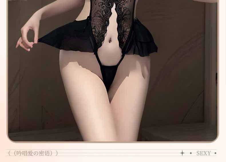 Bow Cutout Crotchless Lace Teddy / Stockings / Set Product Image