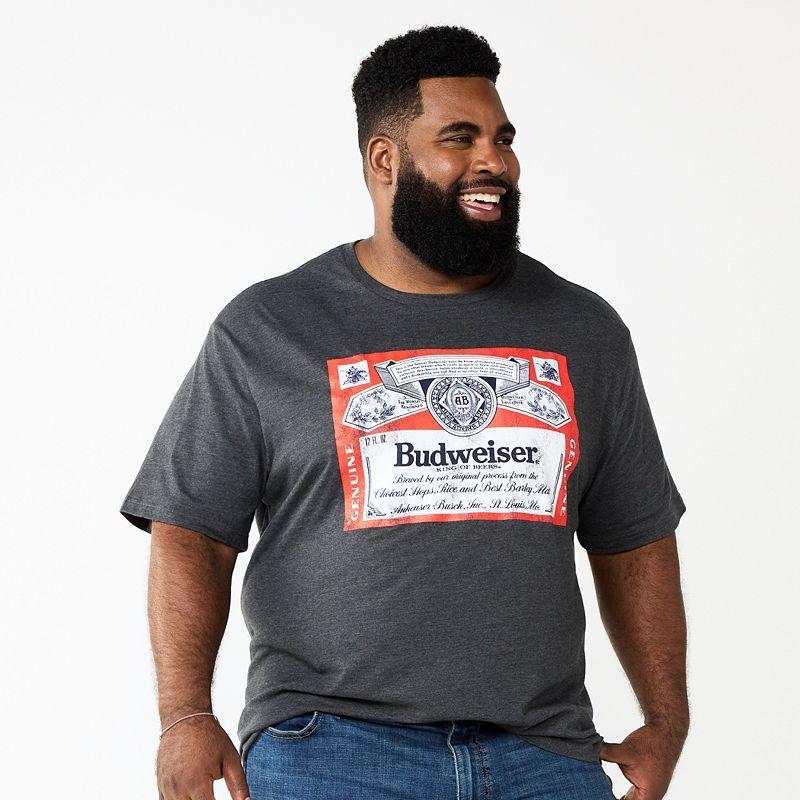 Big & Tall Budweiser Graphic Tee, Mens Grey Heather Product Image