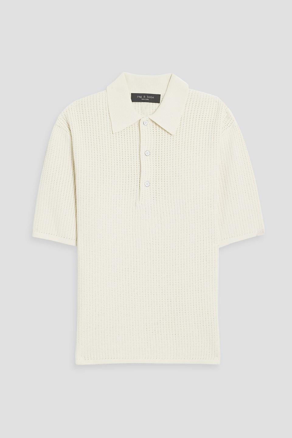 Nolan Pointelle-knit Cotton-blend Polo Shirt In Ecru Product Image