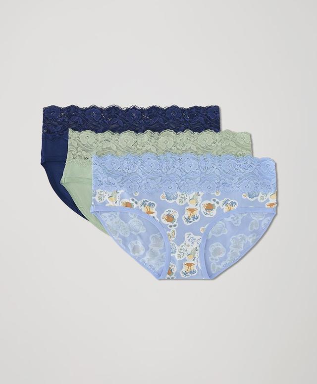 Womens Lace Waist Brief 3-Pack S Product Image