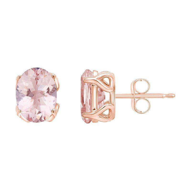 Alyson Layne 14K Gold Morganite Oval Stud Earrings, Womens, 14k White Gold Product Image