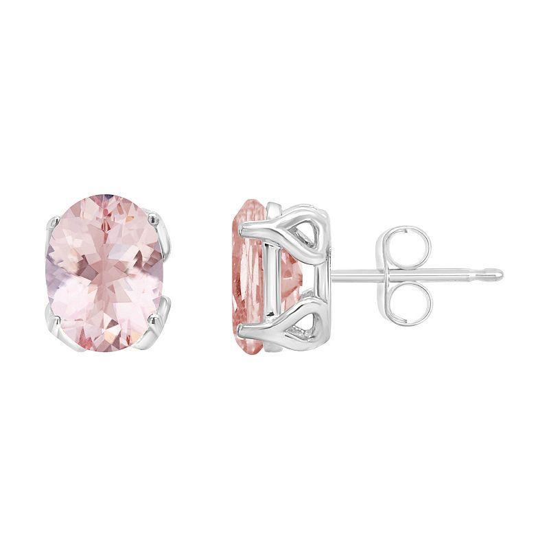 Alyson Layne 14K Gold Morganite Oval Stud Earrings, Womens, 14k White Gold Product Image