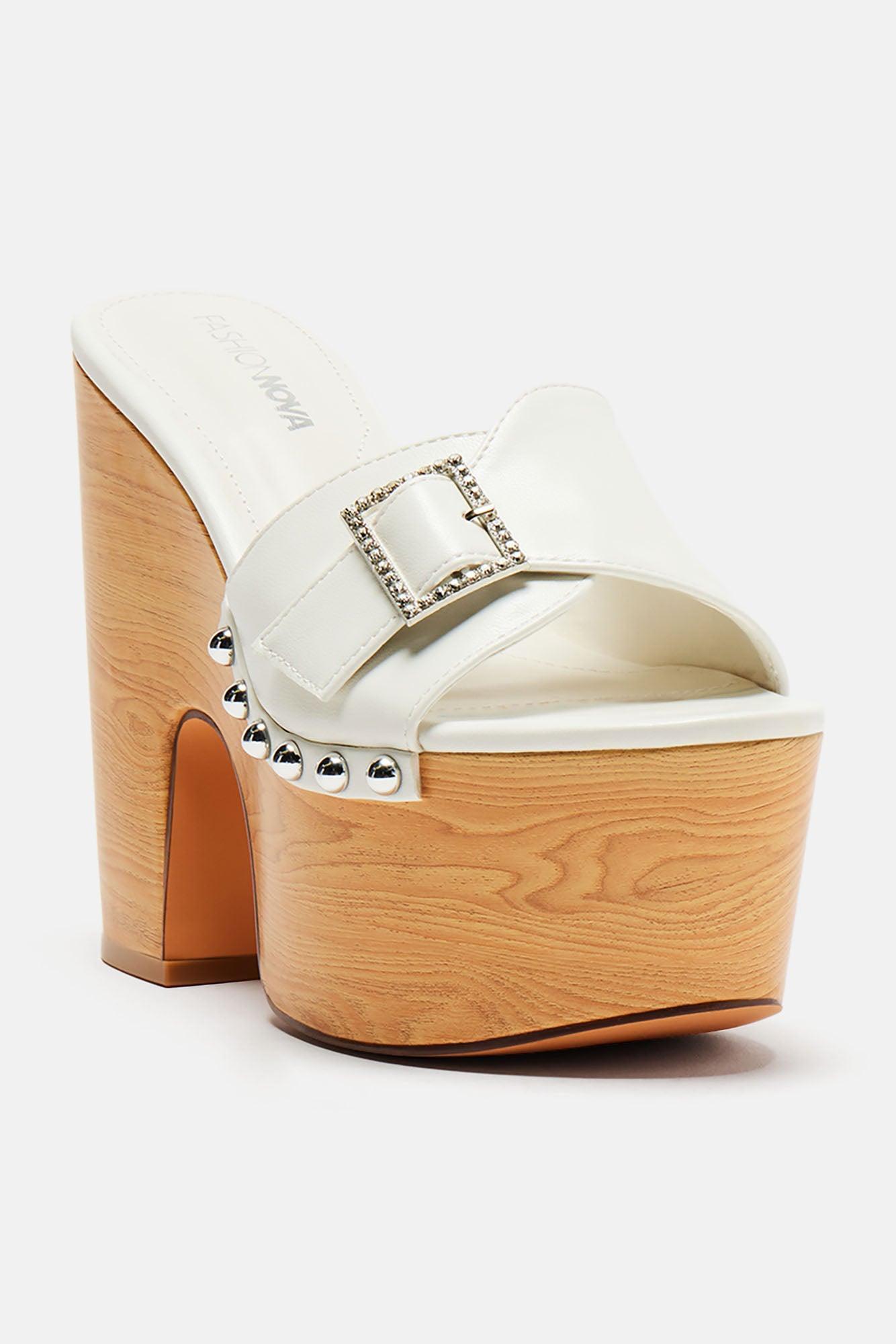 Shae Platform Mules - White Product Image