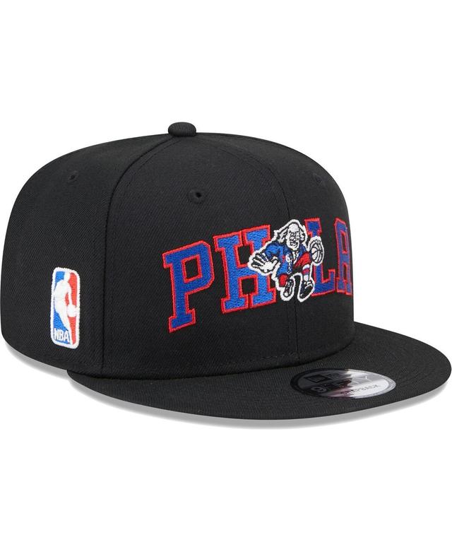 Mens New Era Black Philadelphia 76ers Logo Blend 9FIFTY Snapback Hat Product Image