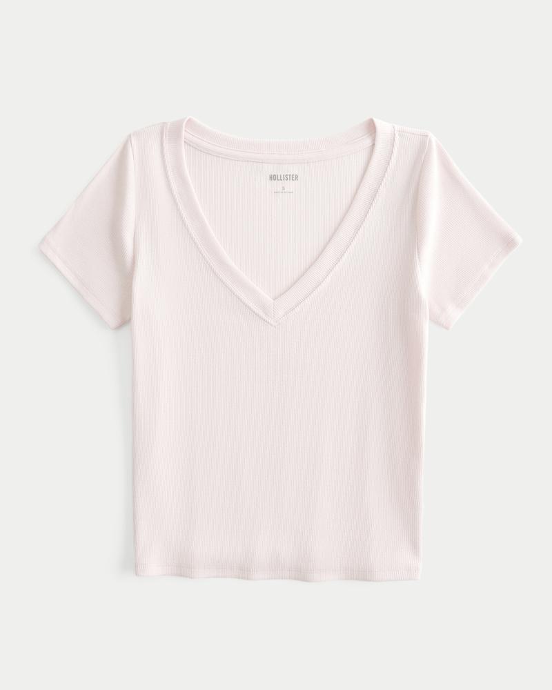 Ribbed V-Neck Top Product Image