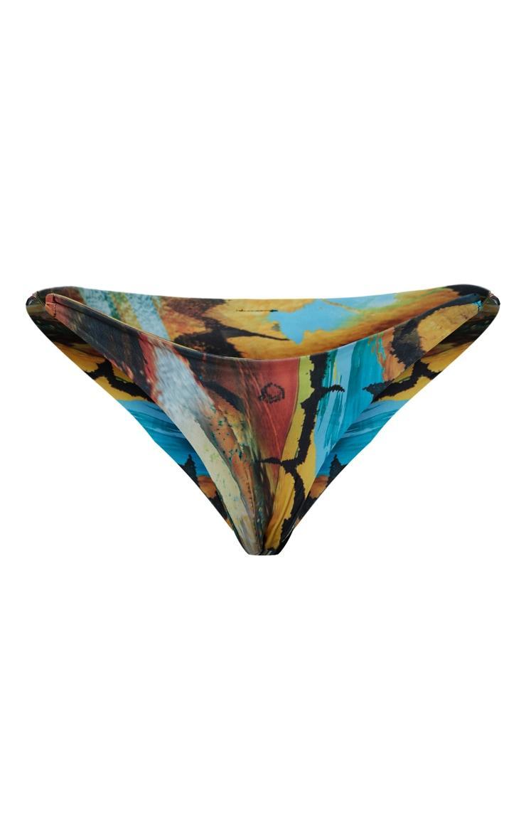 Blue Triangle Butterfly Print Bikini Top Product Image