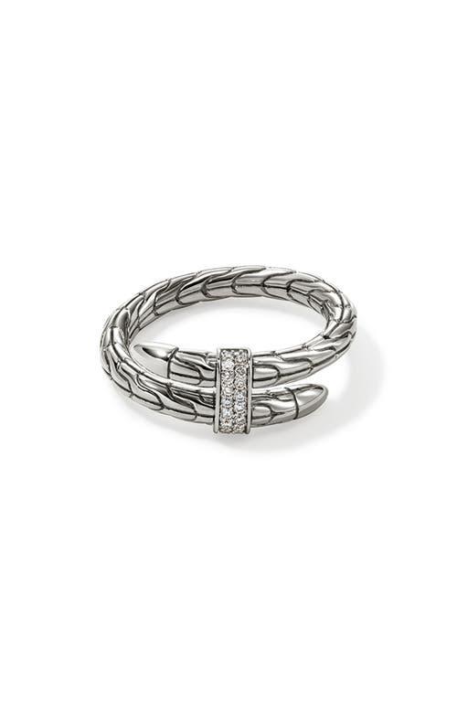 Womens Chain Classic Spear Single Coil Sterling Silver & 0.08 TCW Diamond Ring Product Image