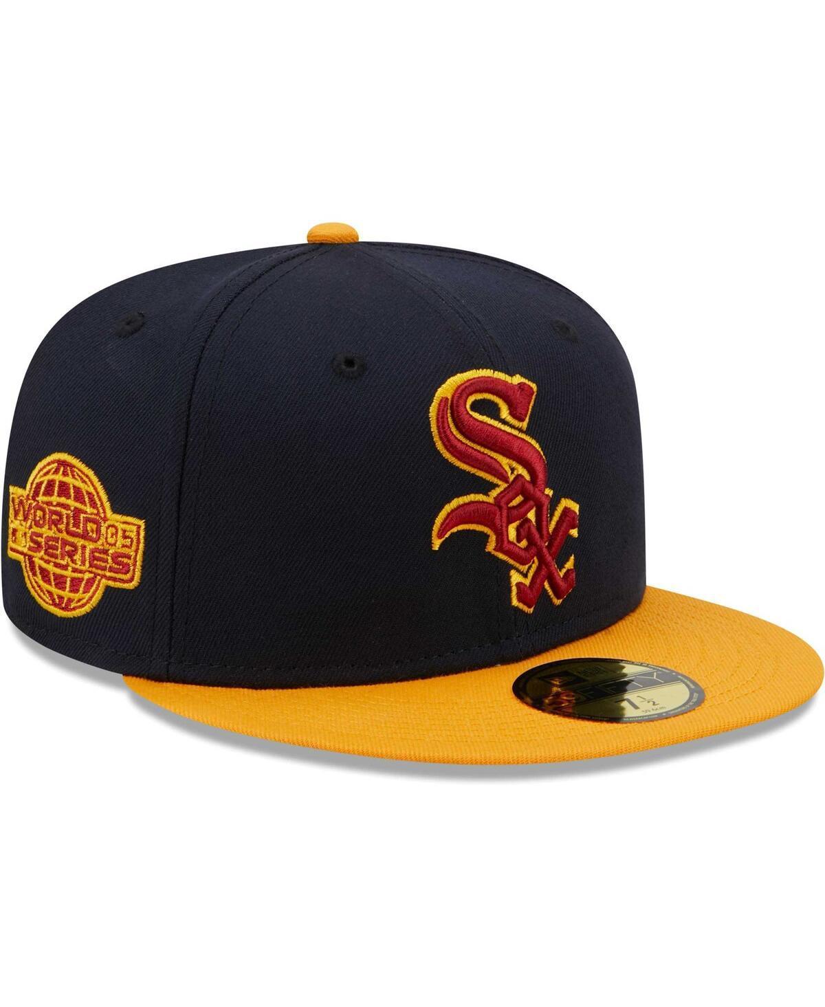 Mens New Era /Gold Chicago White Sox Primary Logo 59FIFTY Fitted Hat Blue Product Image