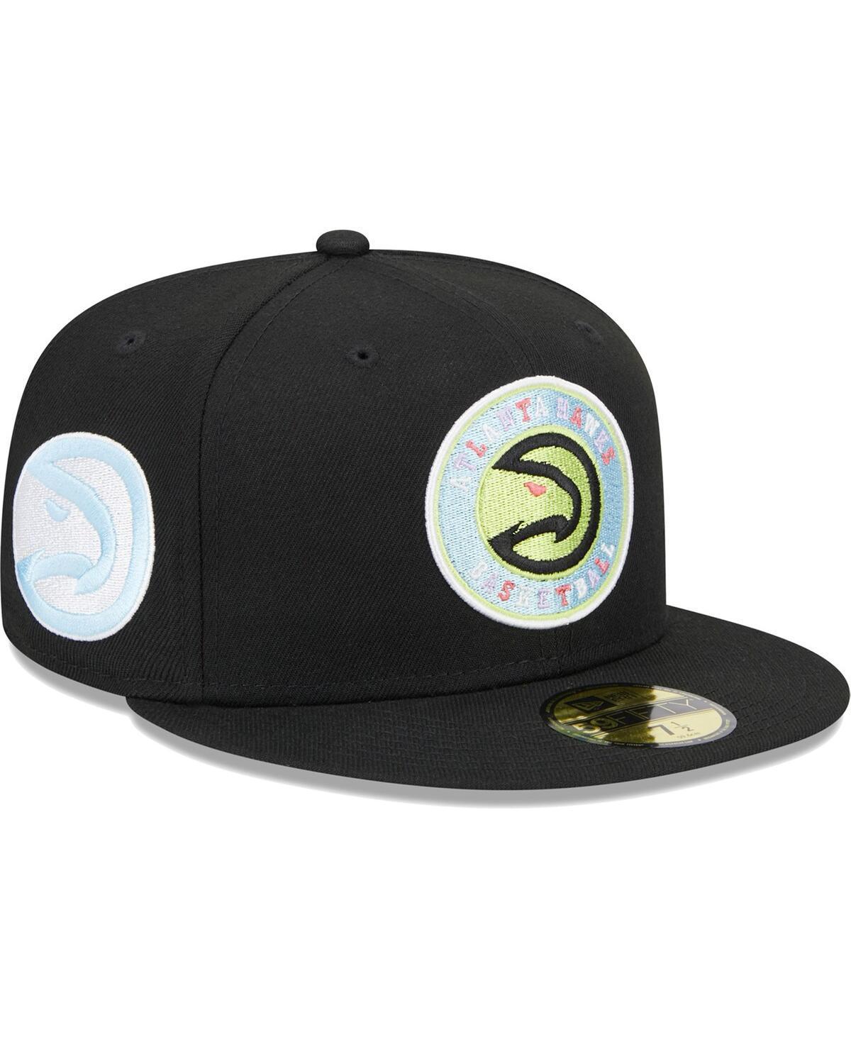 Mens New Era Black Atlanta Hawks Color Pack 59FIFTY Fitted Hat Product Image