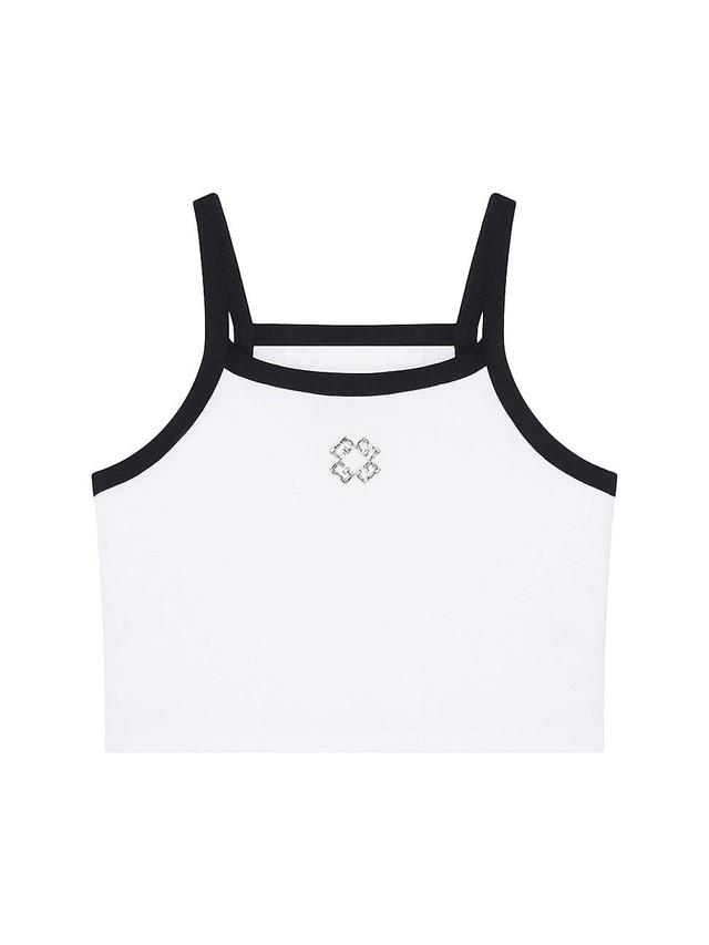 Womens Cropped Tank Top in Cotton and Crystals Product Image