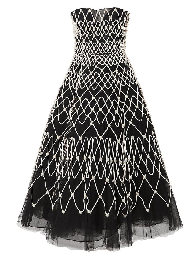 Carolina Herrera Embroidered Strapless Chiffon Gown Product Image