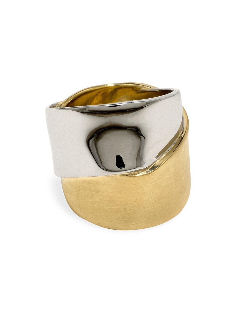 Womens Ribbon Two-Tone 18K Gold-Plated & Sterling Silver Ring Product Image