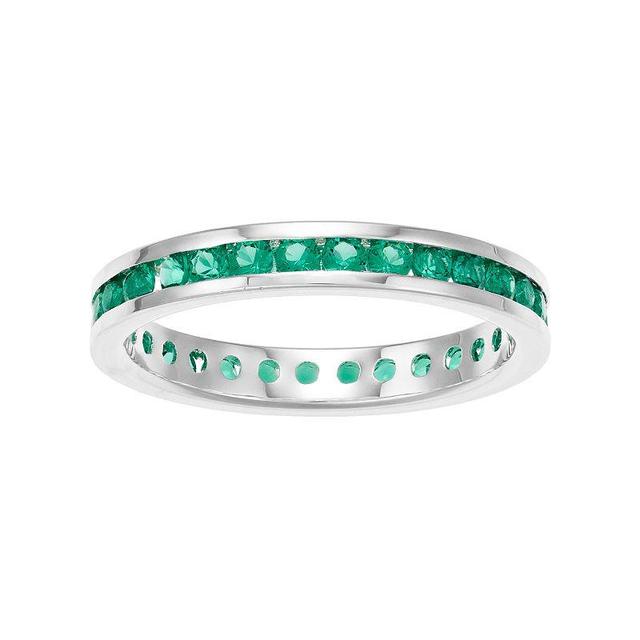 Traditions Jewelry Company Sterling Silver Channel-Set Lab-Created Emerald Birthstone Ring, Womens Green Product Image