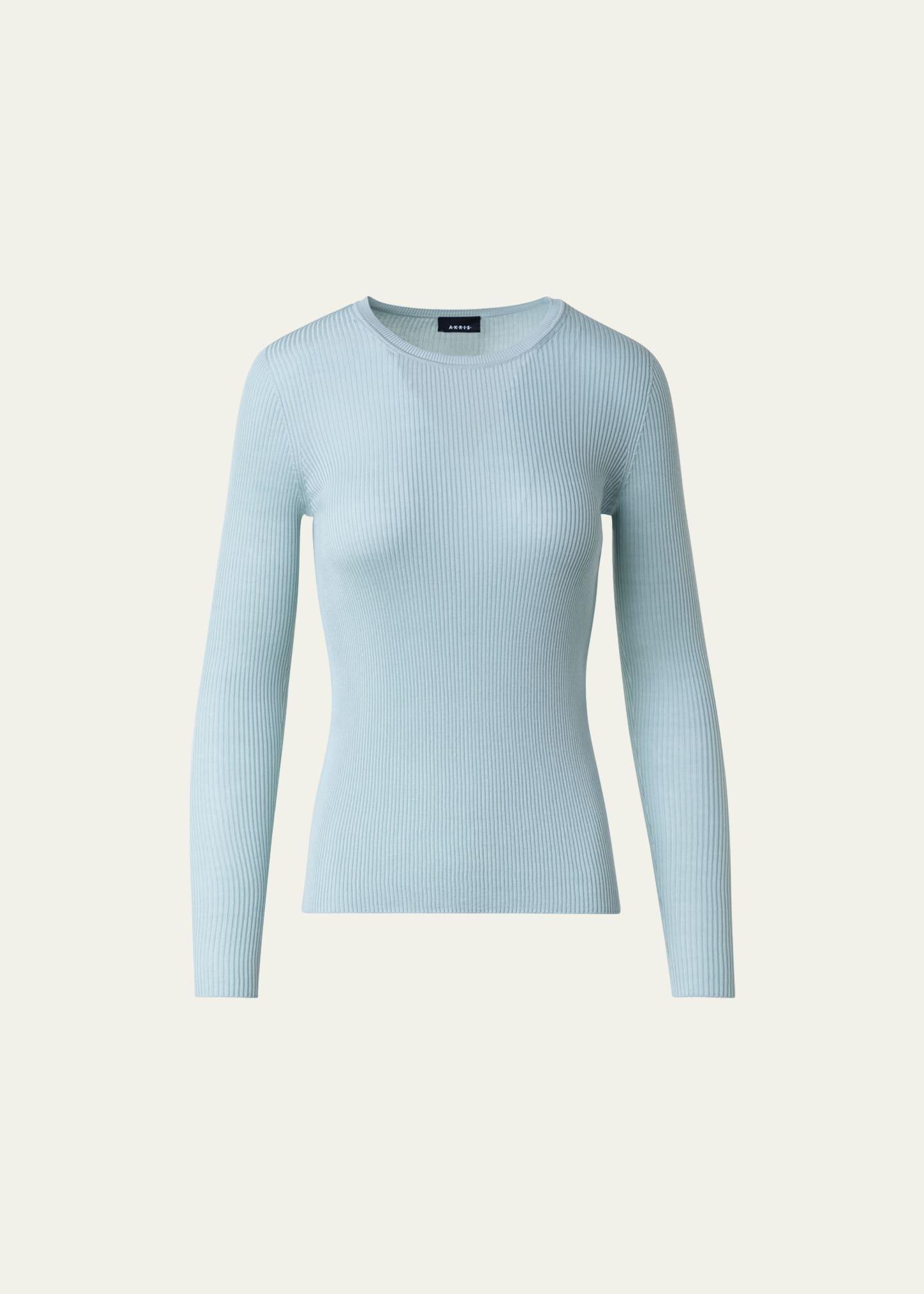 Silk Cotton Seamless Rib Fitted Sweater Product Image